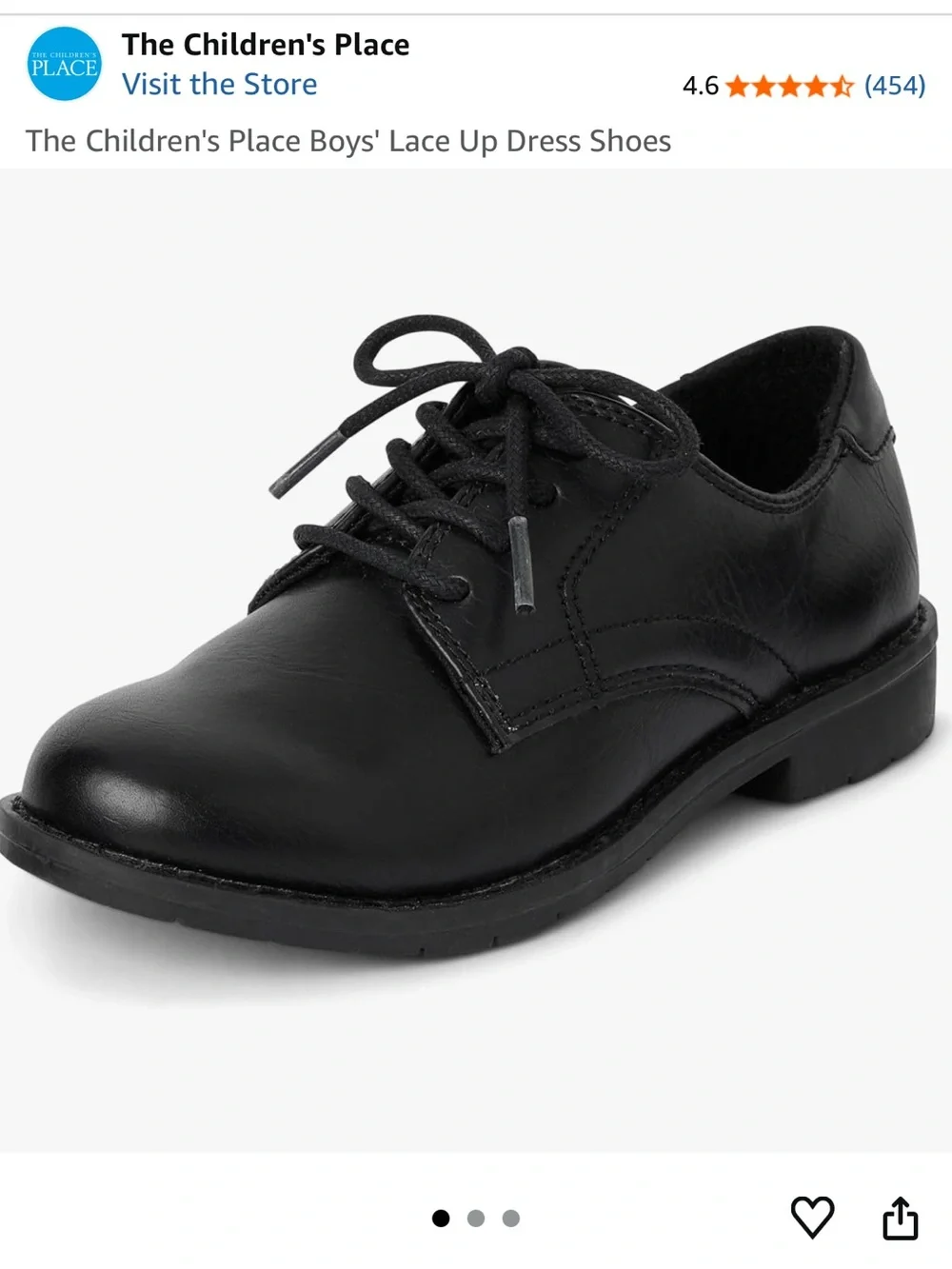 The Children's Place Boys' Black Lace Up Shoes New in Pack NWT
